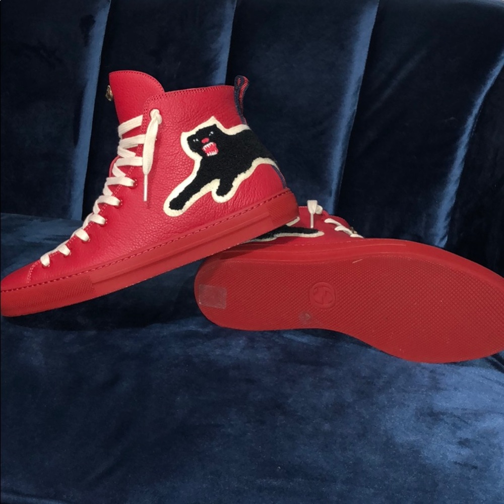 Gucci Major Panther Patch Leather High Top Sneaker - Picture 4 of 6